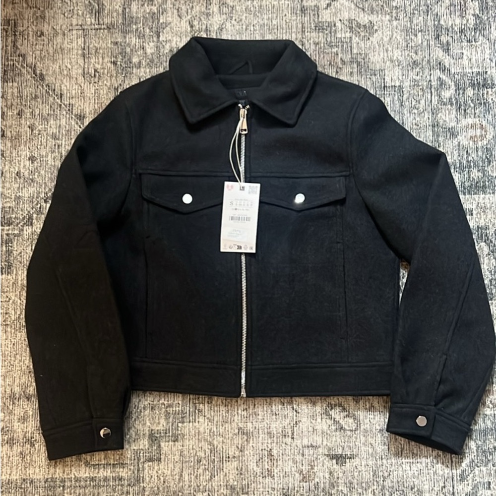 Zara Grey Zip-Front Jacket